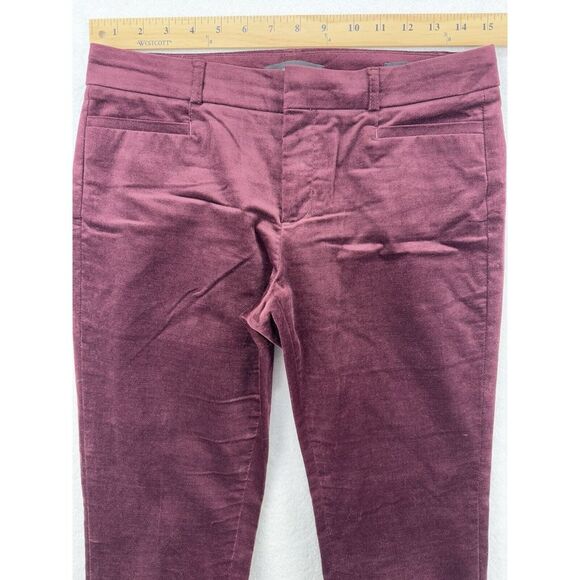 BANANA REPUBLIC Sloan Velvet Pants Women 2 Burgundy Stretch Classy Holiday - Picture 5 of 9